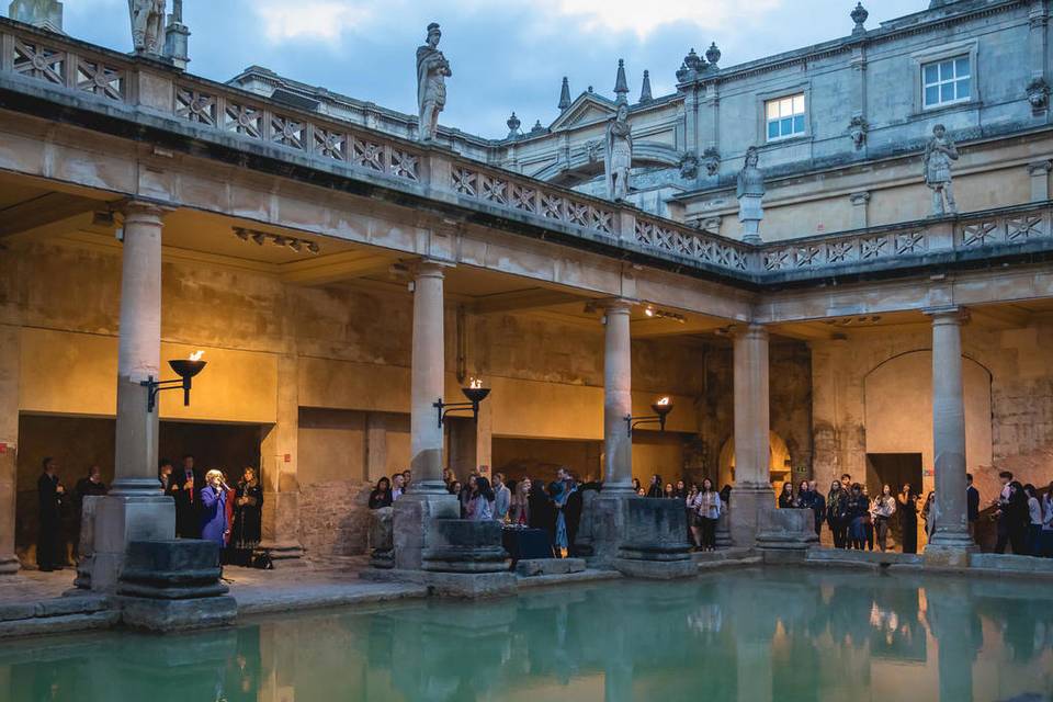 The Roman Baths at dusk