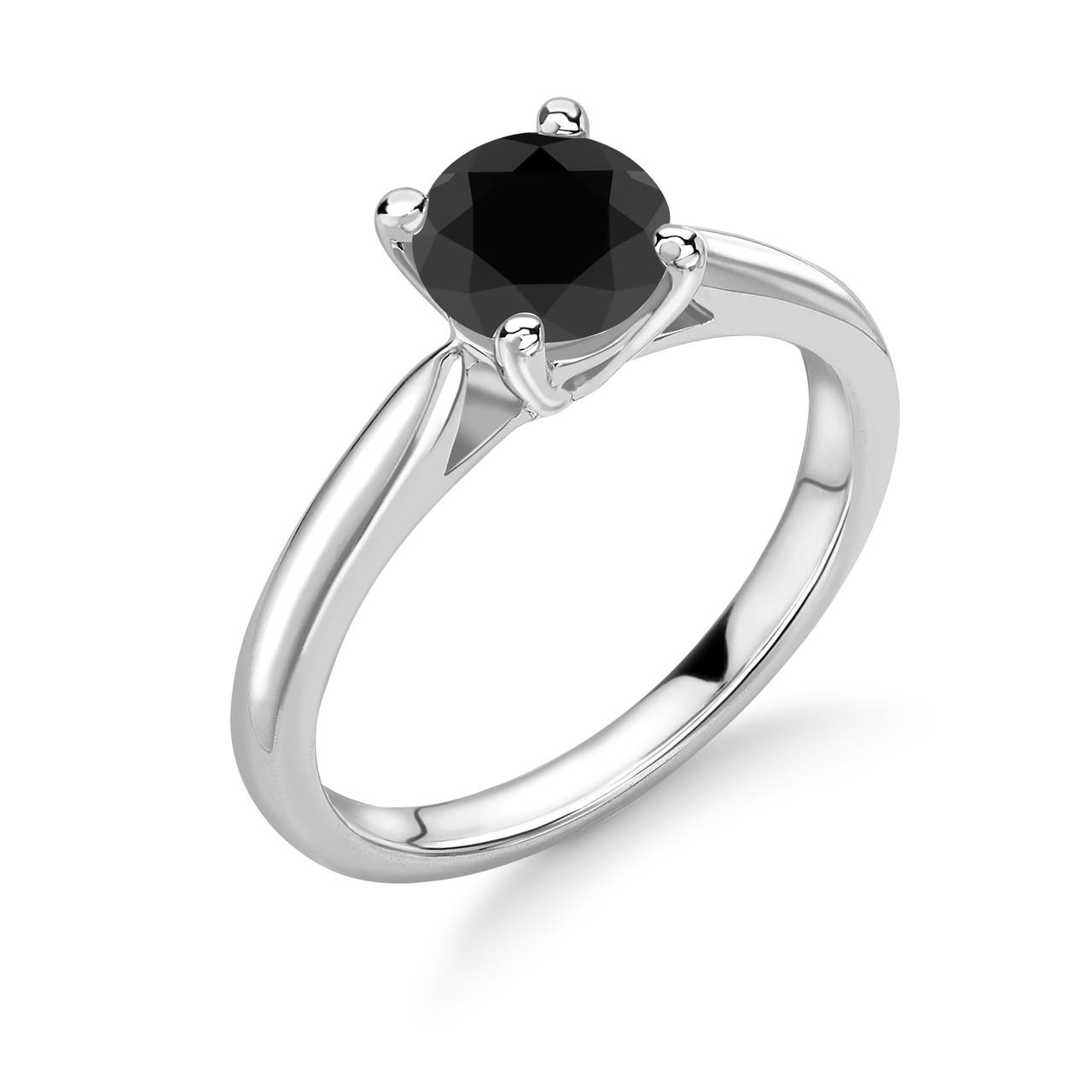 2.01ct Black Princess Diamond Engagement Ring Bridal Set 14k Black Gld