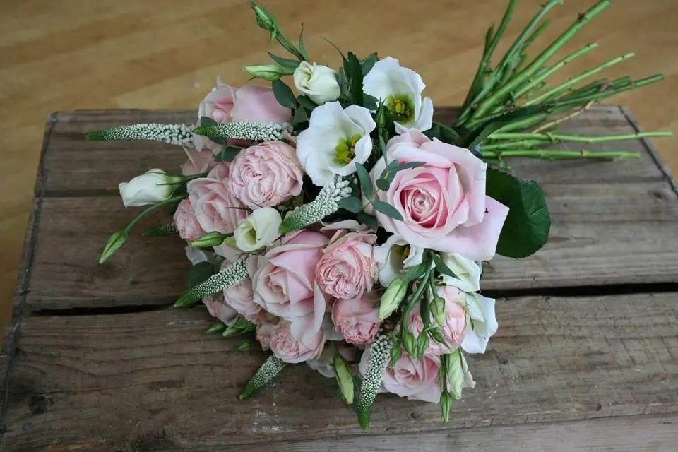 Delicate pink rose wedding bouquet