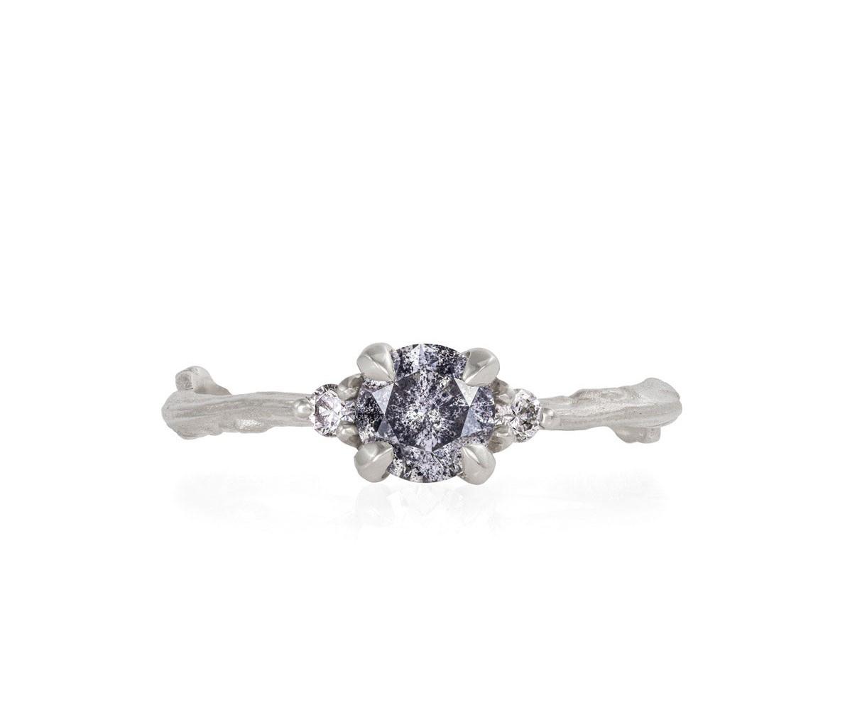 Twig salt and pepper diamond engagement ring