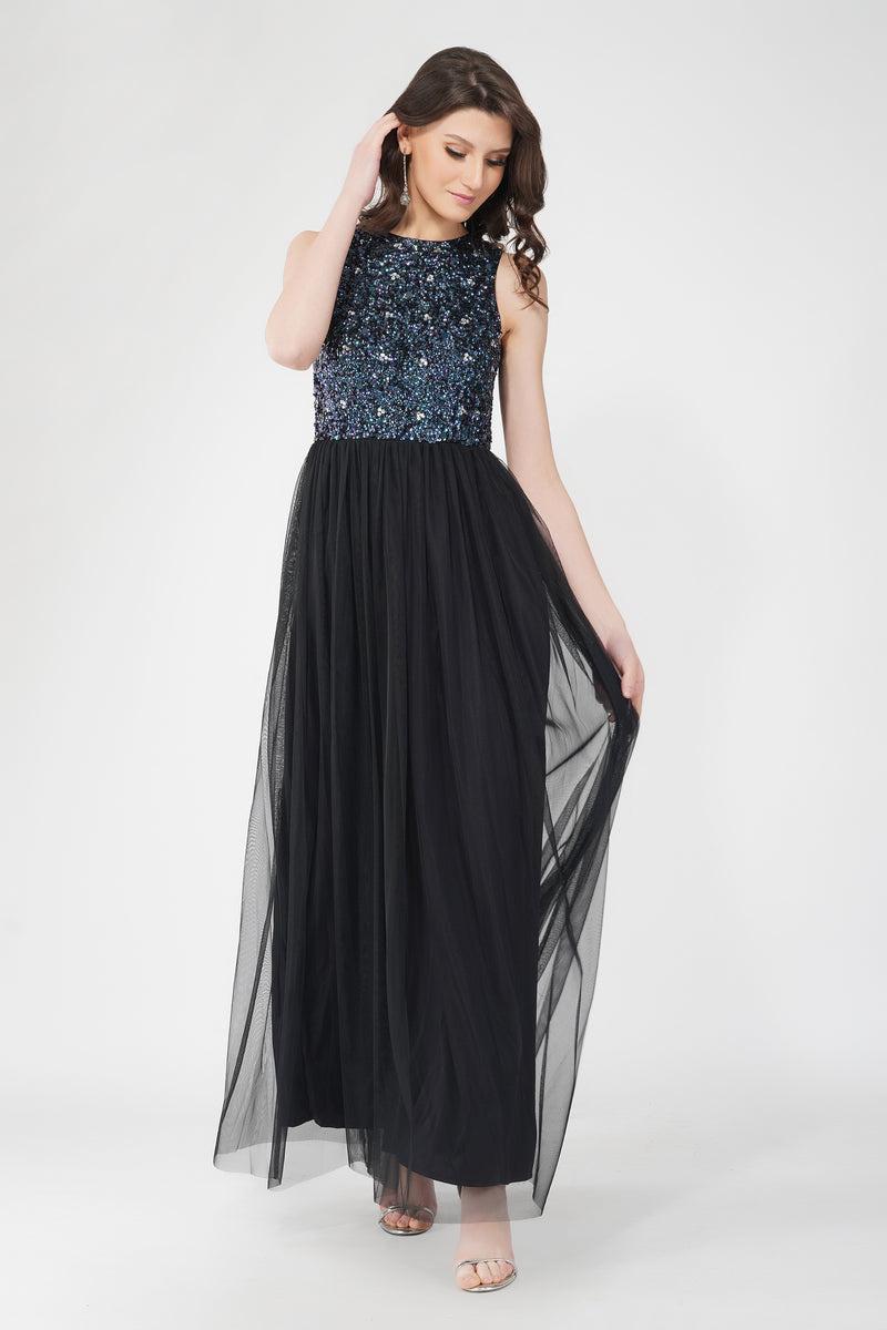 black net long dress