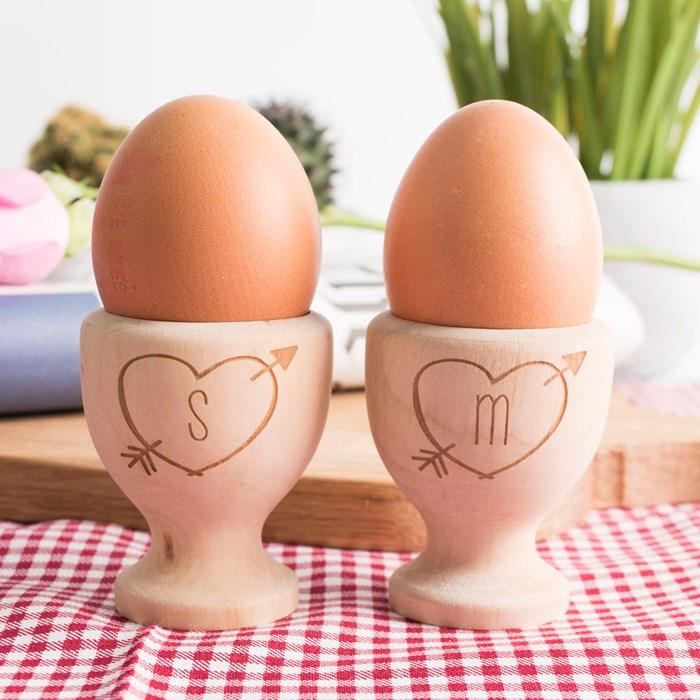 Personalised wooden egg cups