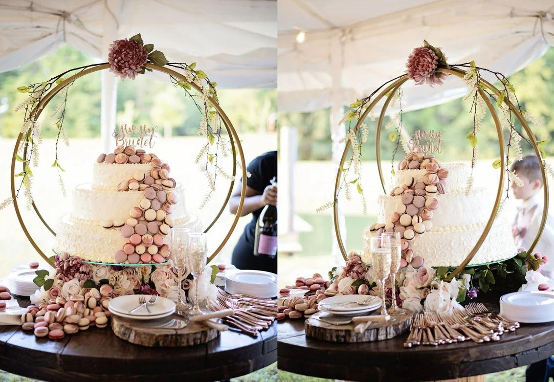 round wedding cake stand with arch detail