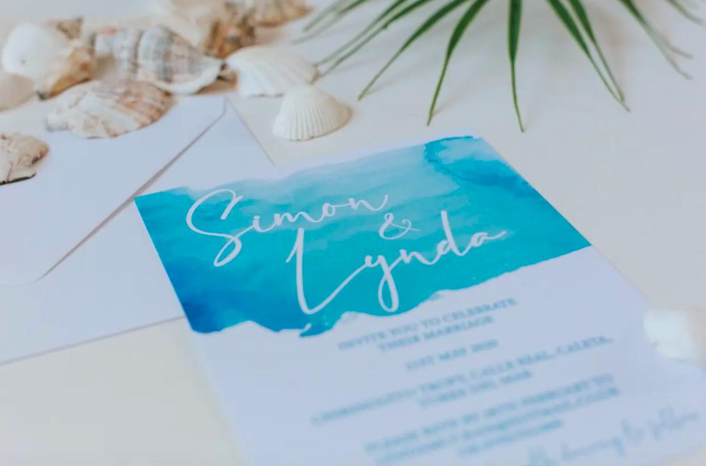 Beach themed wedding clearance invitations