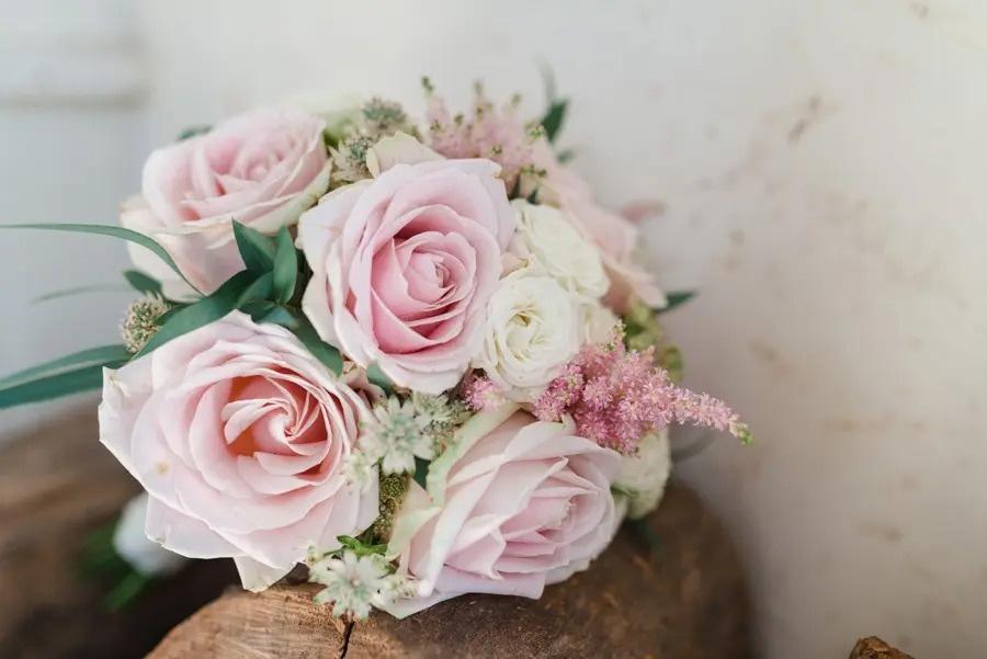 Wedding Flowers 12 x Dusky Pink   Rose Buttonhole's with Fern & Gypsophilia 