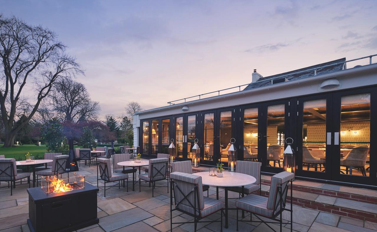 Outside bar area and restaurant in the evening