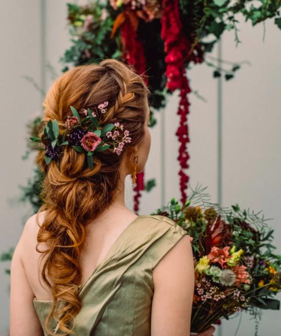 Floral head piece Bridal halo headband Boho hair vine bride