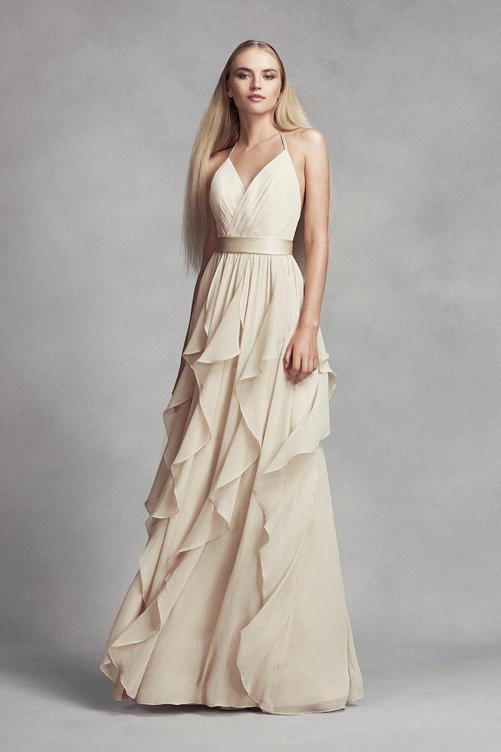 David's bridal champagne bridesmaid cheap dress