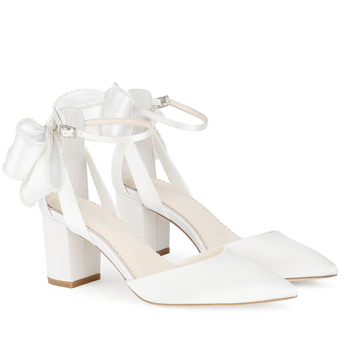 Charlotte Mills Jazzy Wide Fit Block Heel Closed Toe Wedding Shoes, Ivory  Pearl at John Lewis & Partners