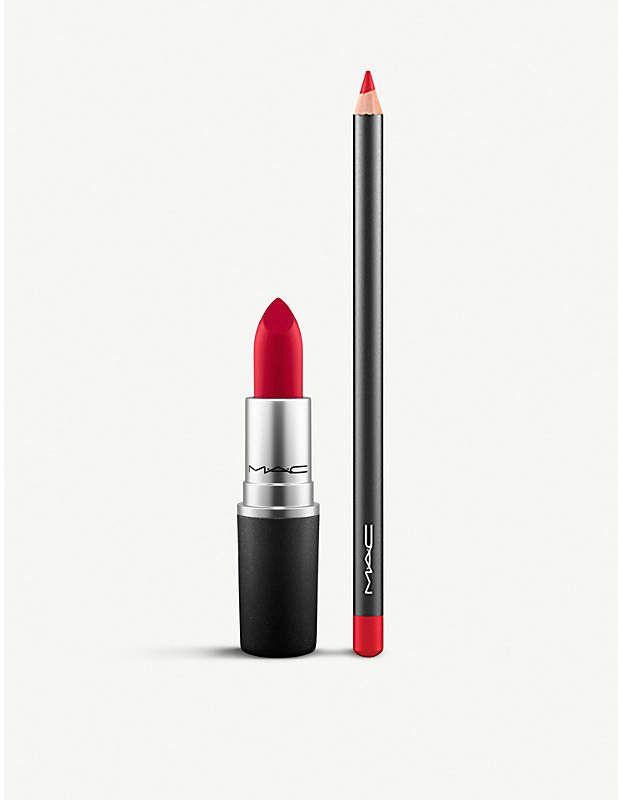 MAC ruby woo red lipstick and liner