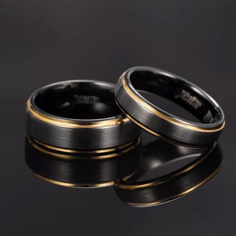 Yellow and black wedding bands