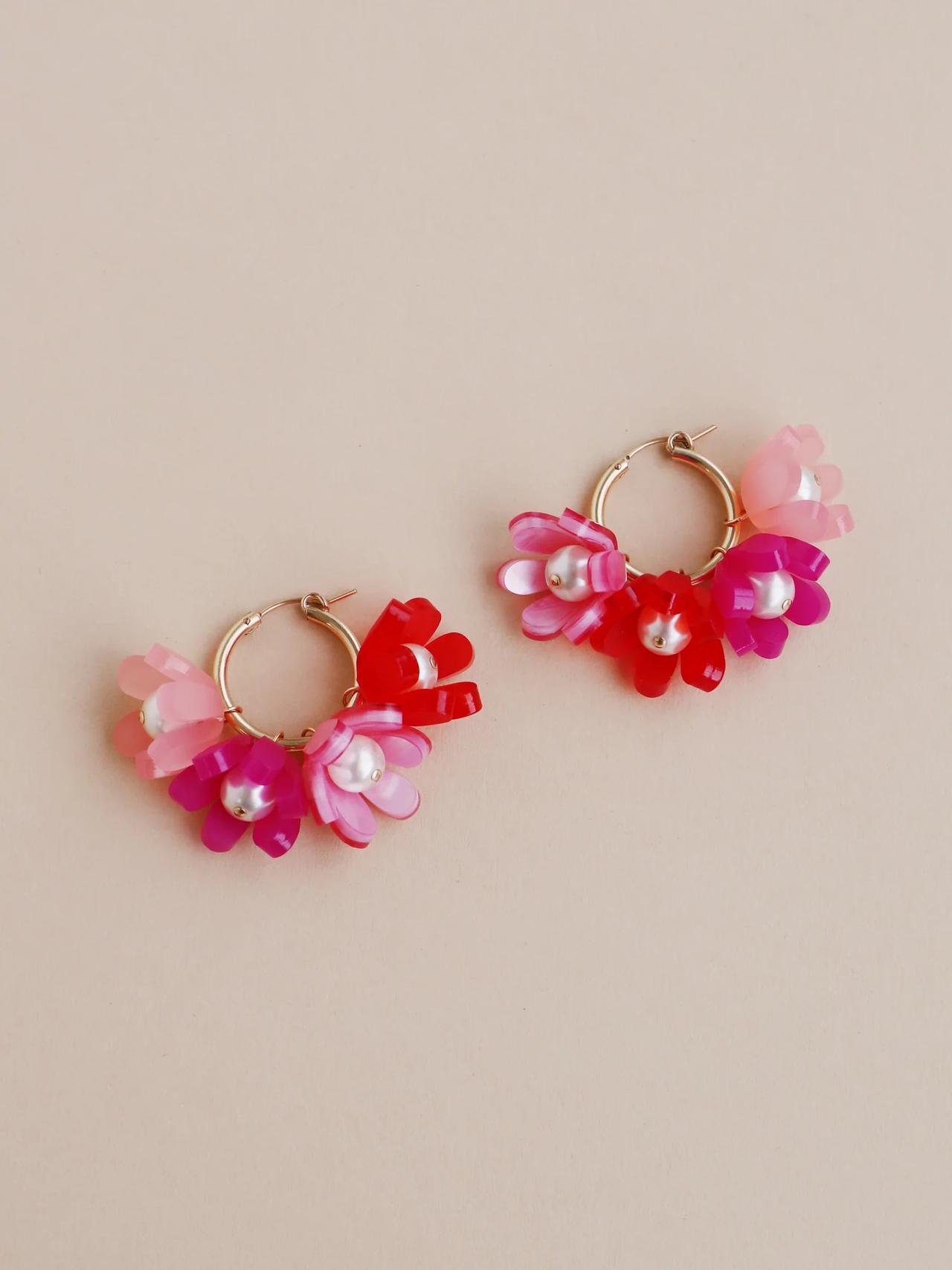 floral pink earrings