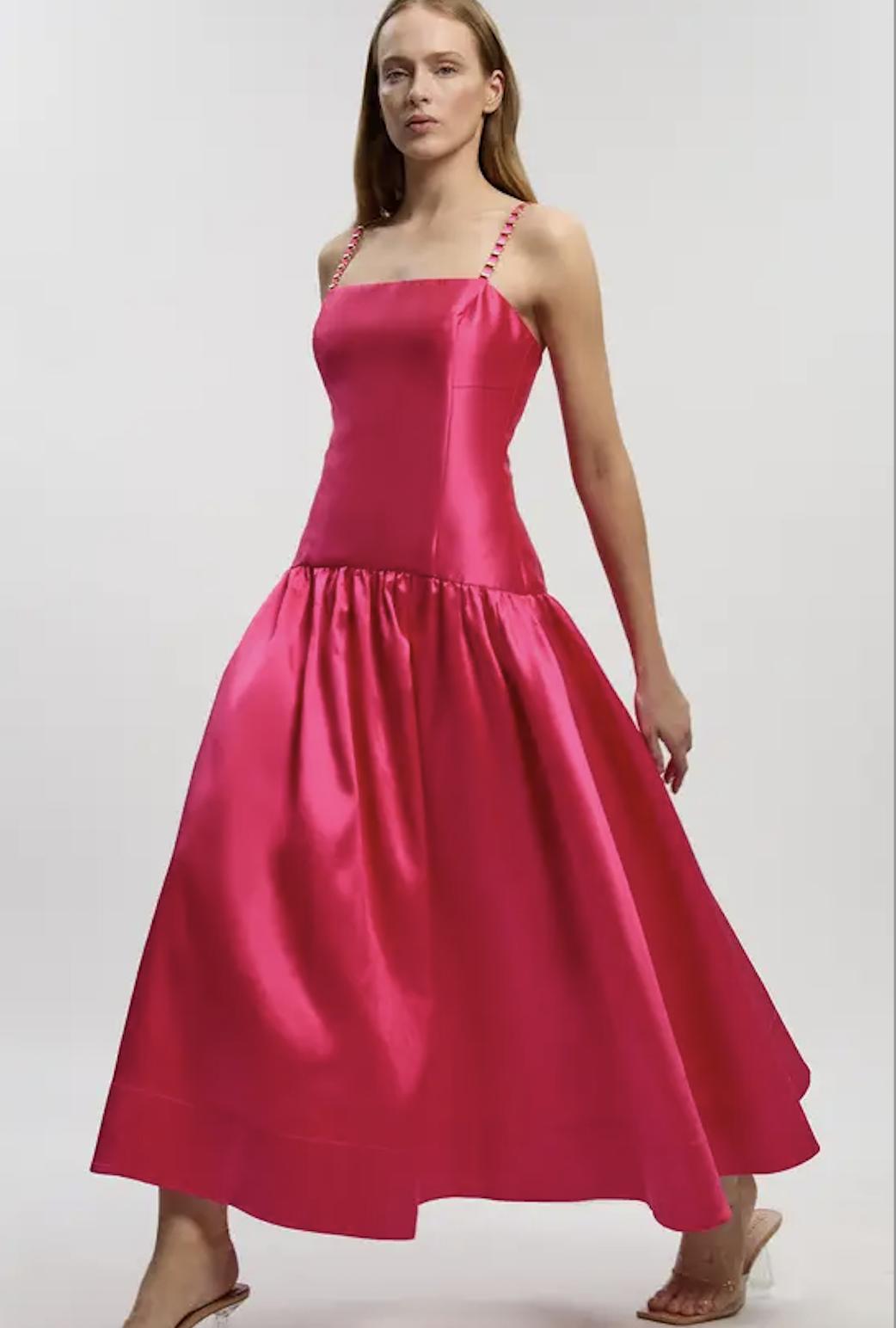pink Karen Millen embellished strap drop waist dress