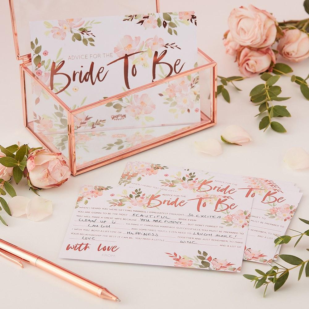 Floral bride to be advice cards