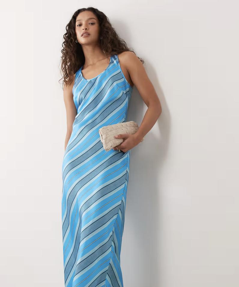 blue stripe satin dress from ASOS