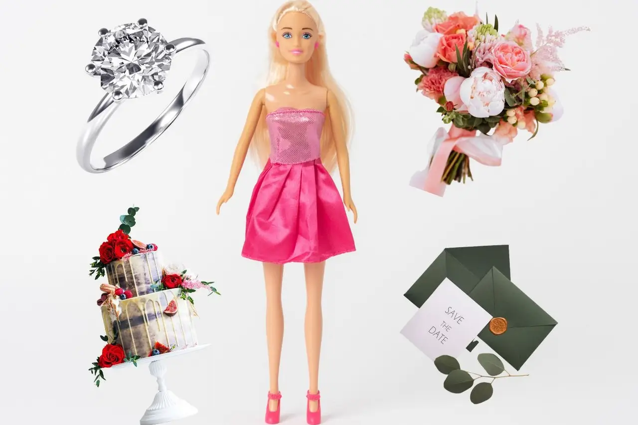 Barbie bride doll wedding dresses/ cake topper, Hobbies & Toys