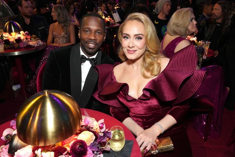 Engaged couple Adele and Rich Paul pose together at an event