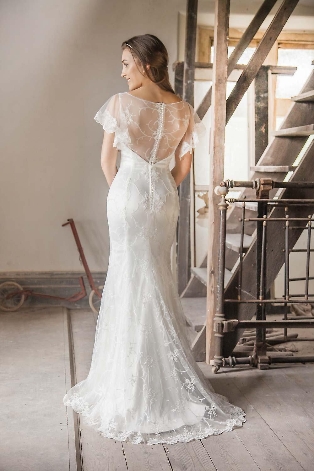 Long Sleeve Illusion Lace Hollywood-Inspired Wedding Dress