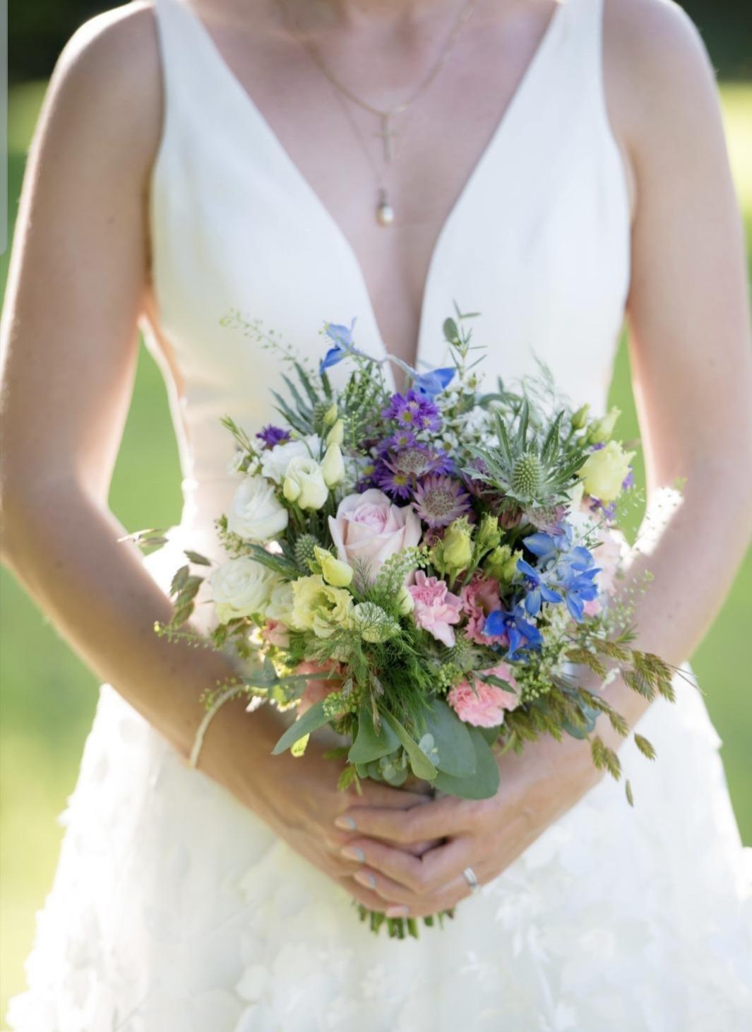 Beautiful Purple Hydrangea & White Roses discount Floral Wedding Bridal Bouquet 14