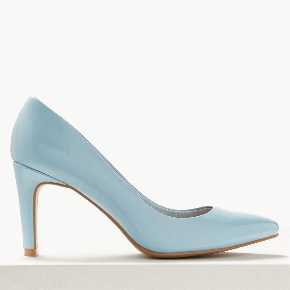 Pale blue mid heel shoes sale