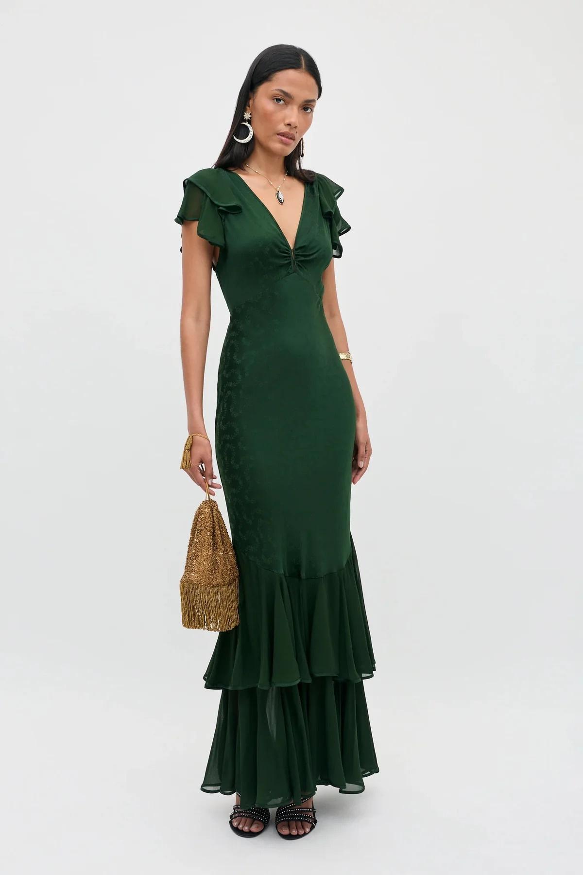 Marlow Satin Jacquard Gown – Rixo
