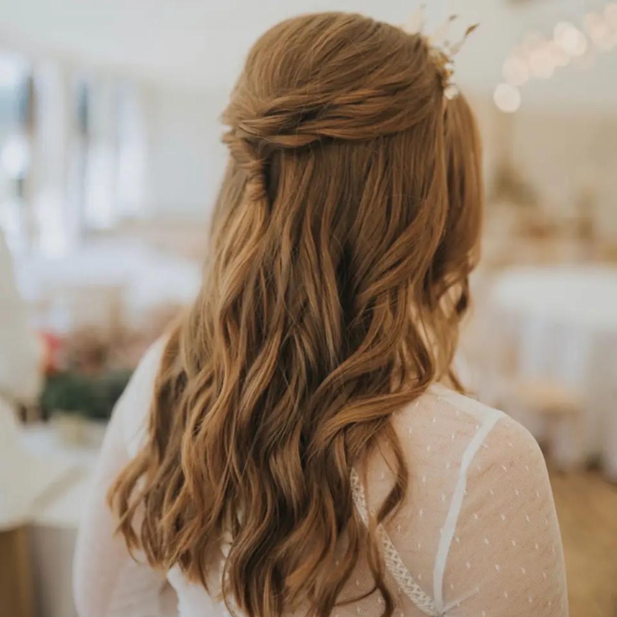 Flower Girl Half Up Wavy Braid in Pink