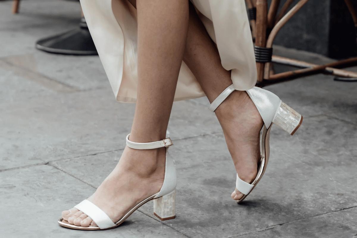 Averie White Block Heels - Comfortable Wedding Shoes for Singapore Brides |  Bridal Stilettos, Block Heels, Low Pumps & Flats
