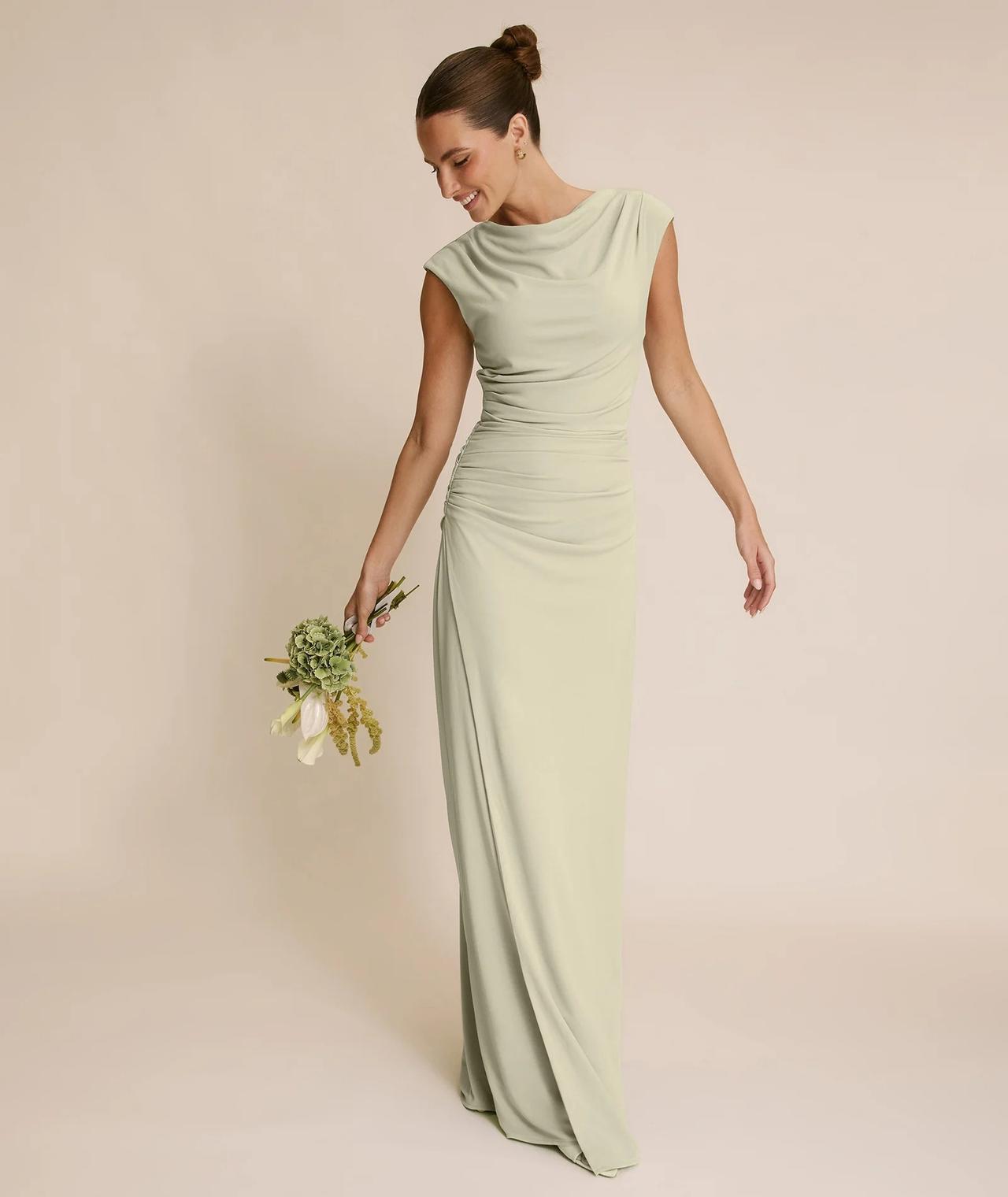 Willa Cowl Wrap Neck Stretch Sculpt Bridesmaid Dress – Six Stories
