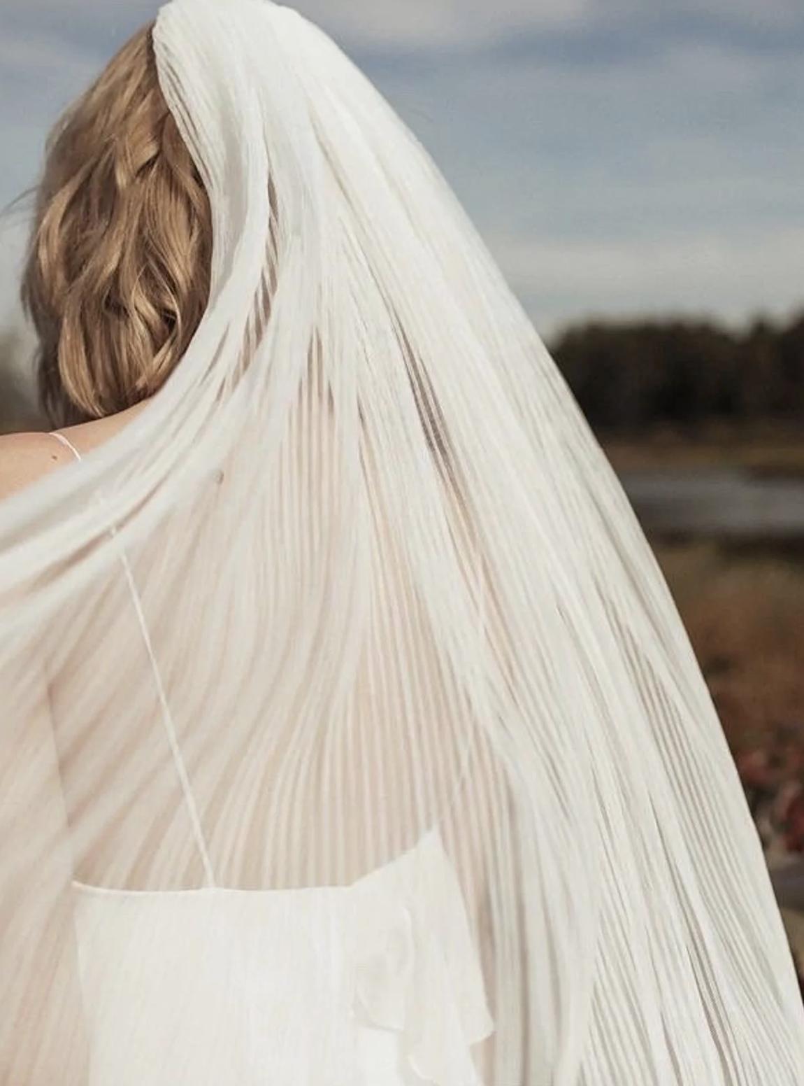pleated wedding veil from Etsy