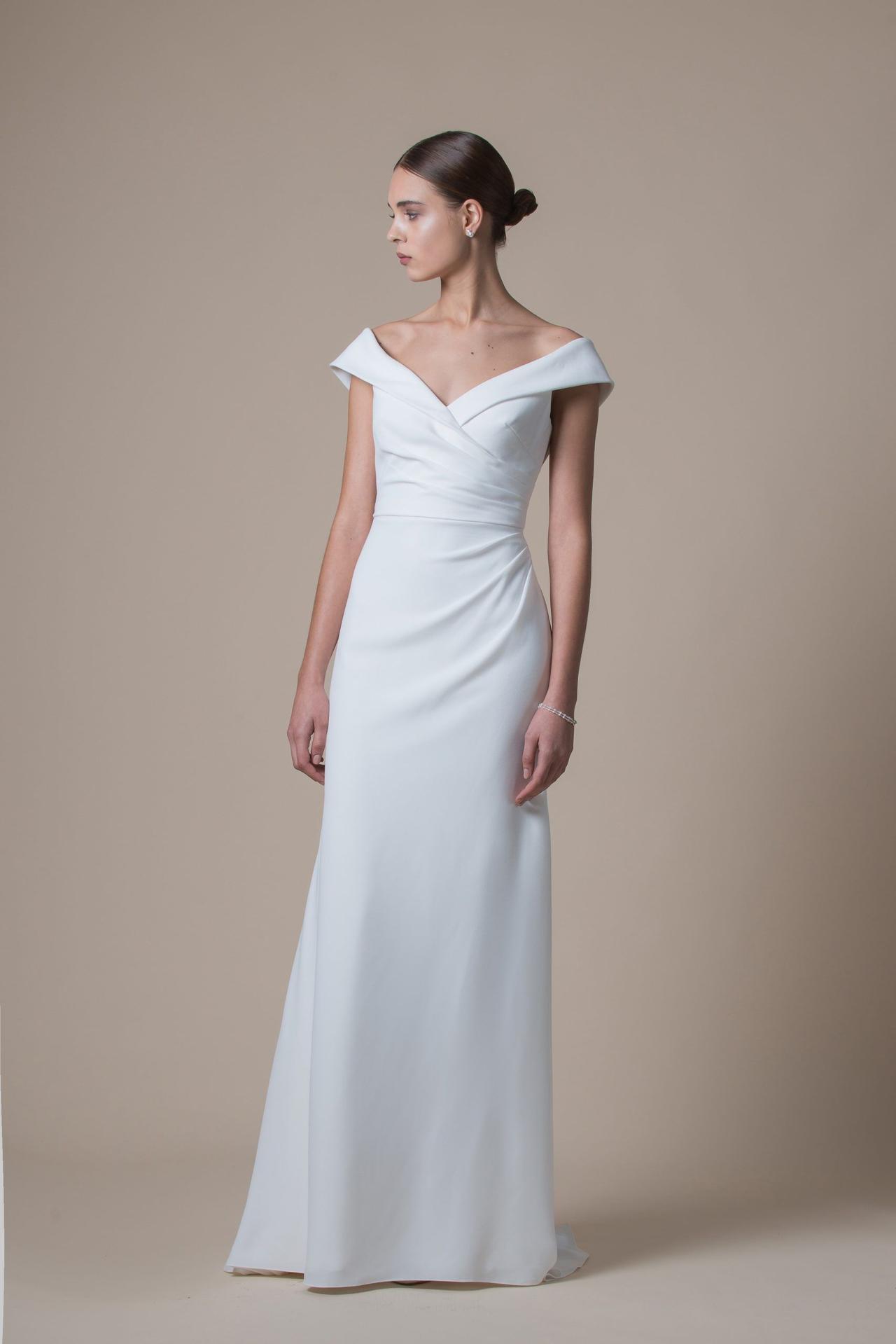 simple bardot wedding dress