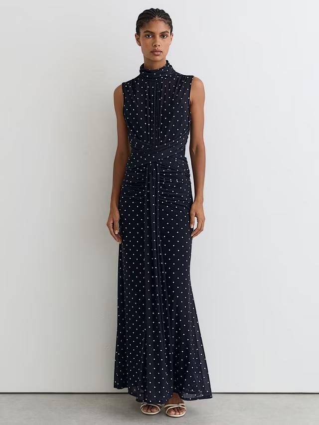 Reiss Stacey Polka Dot Maxi Dress 