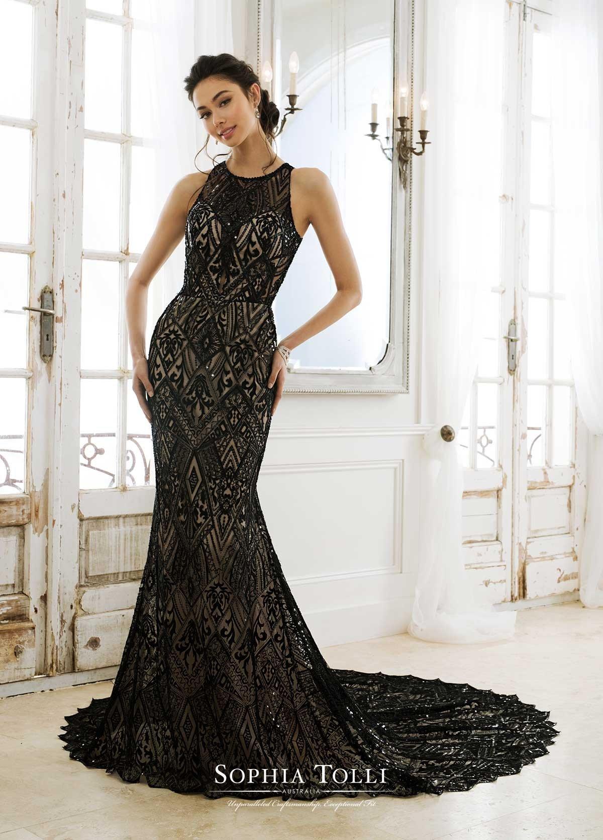 coloured wedding dresses black