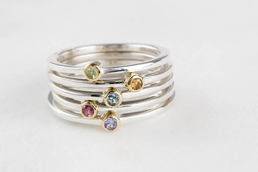 Birthstone stacking rings