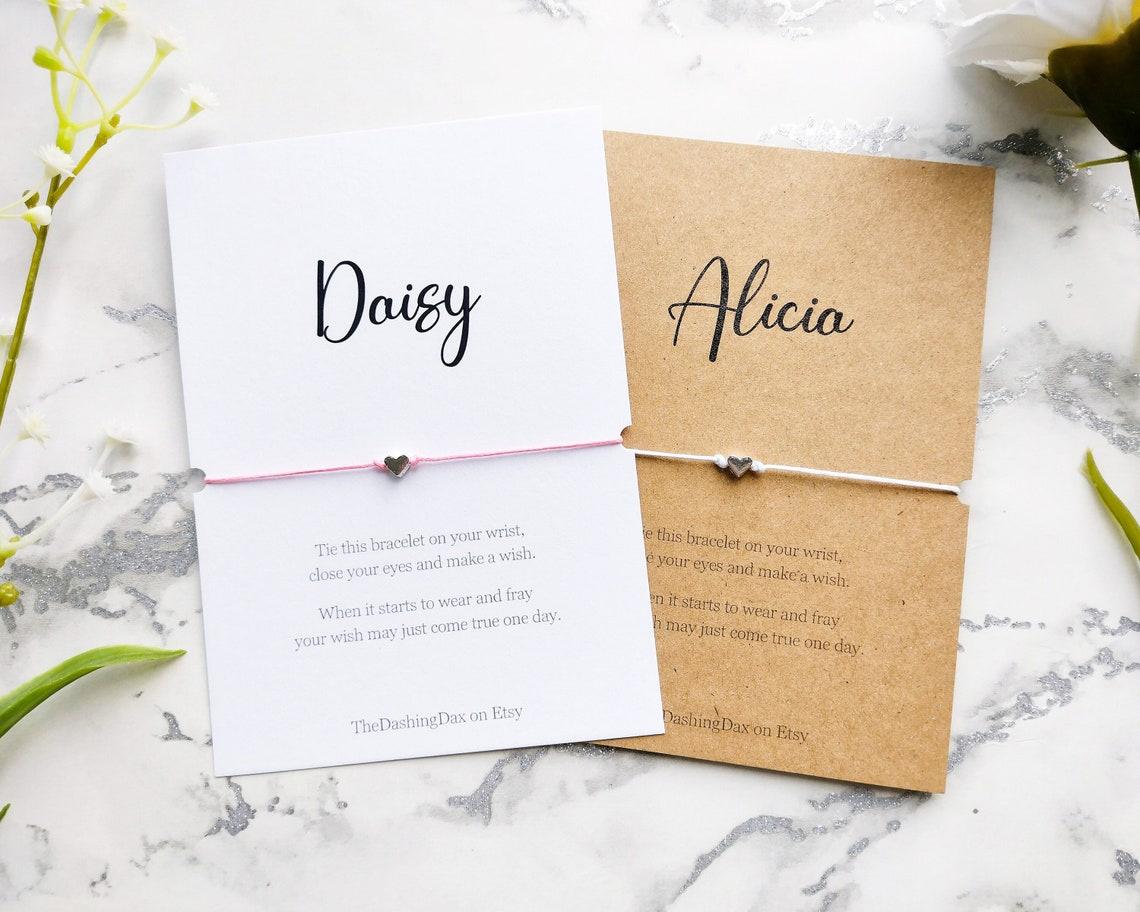 wish bracelet wedding favour on personalised card