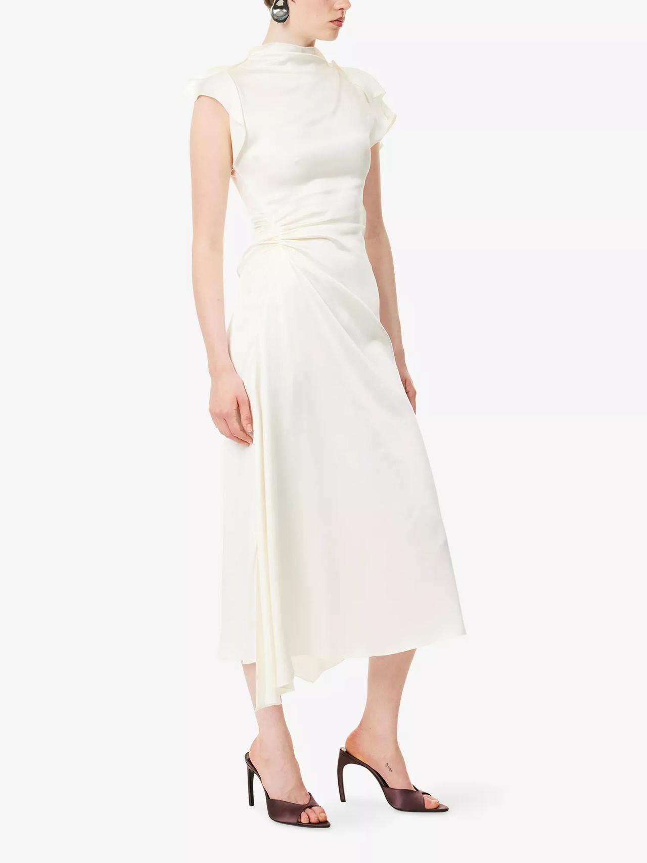 Sleeveless Draped Satin Midi Dress - Victoria Beckham