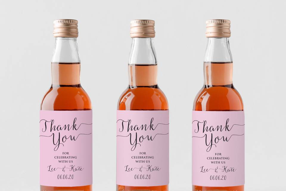 personalised wedding favours mini shot bottles