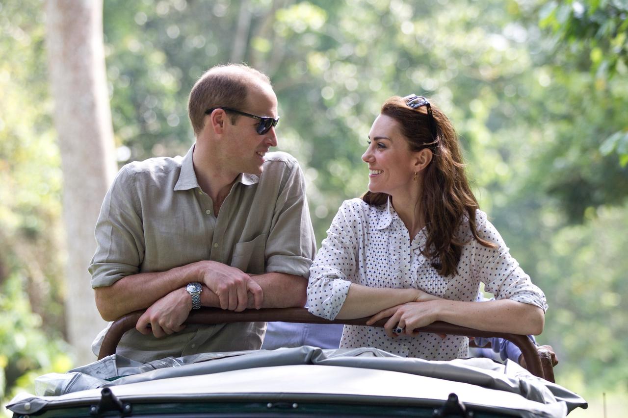 Kate Middleton and Prince William on a safari jeep