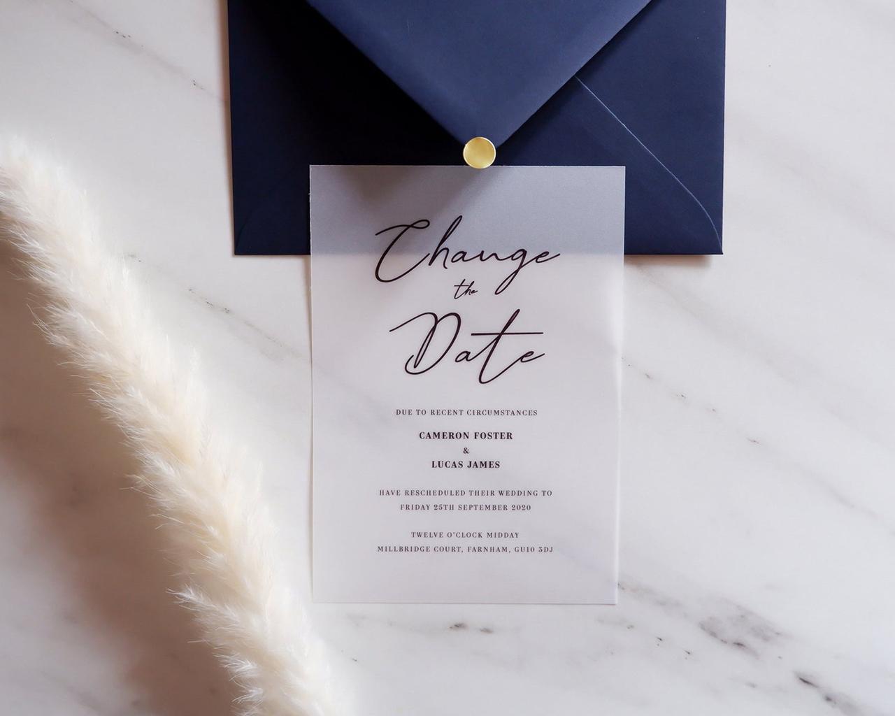 22 best wedding invitations & matched change the date card for postponed  wedding -  Blog