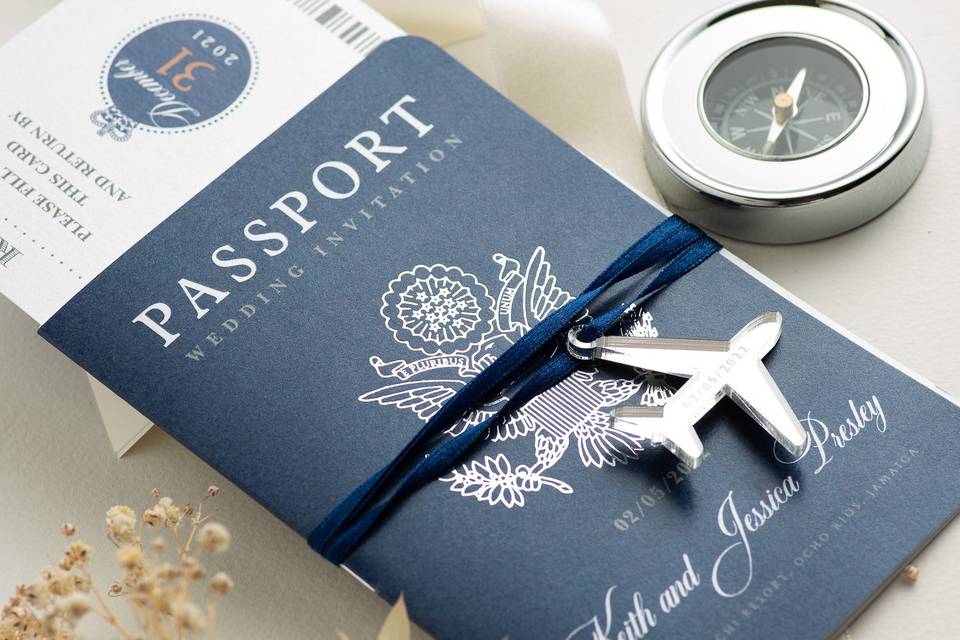 Passport wedding invitation