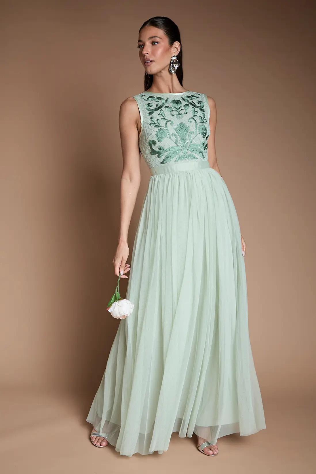 Coast Embroidered Linear Floral Maxi Bridesmaid Dress – Dorothy Perkins
