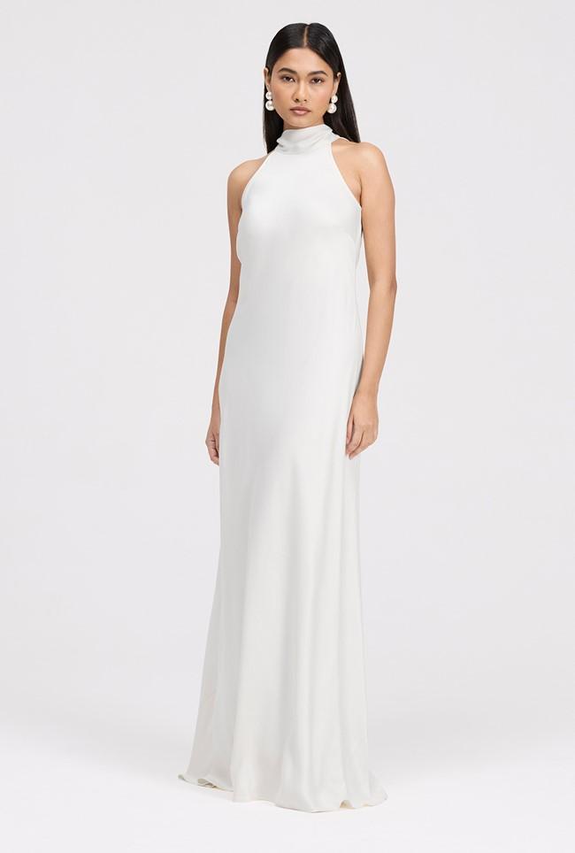 Ghost Angelica Premium High Neck Satin Maxi Dress