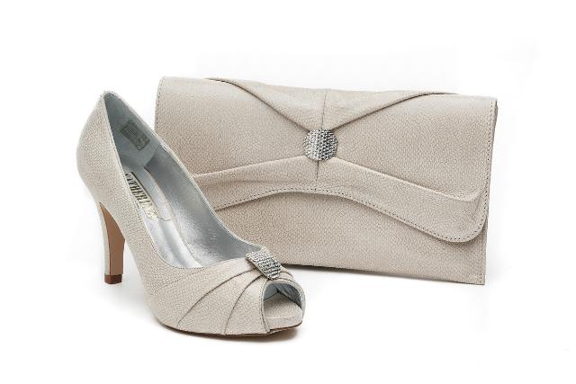 Pewter wedding shoes and matching bag online