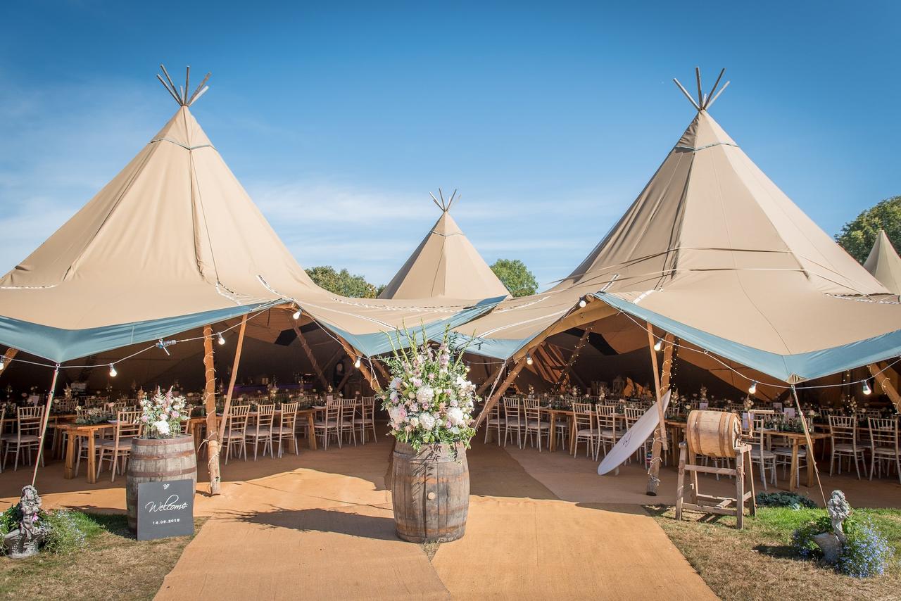 tipi stretch tent for festival wedding with rustic decor 