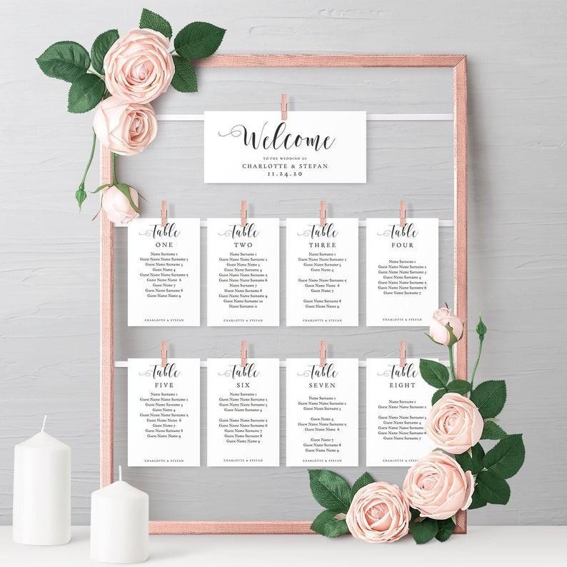 Chalkboard Style Pink Roses As Families Become One Seating Plan Wedding Sign 