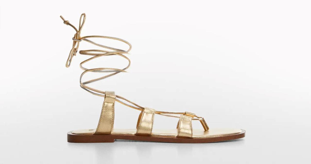 Gold strappy flat sandals   