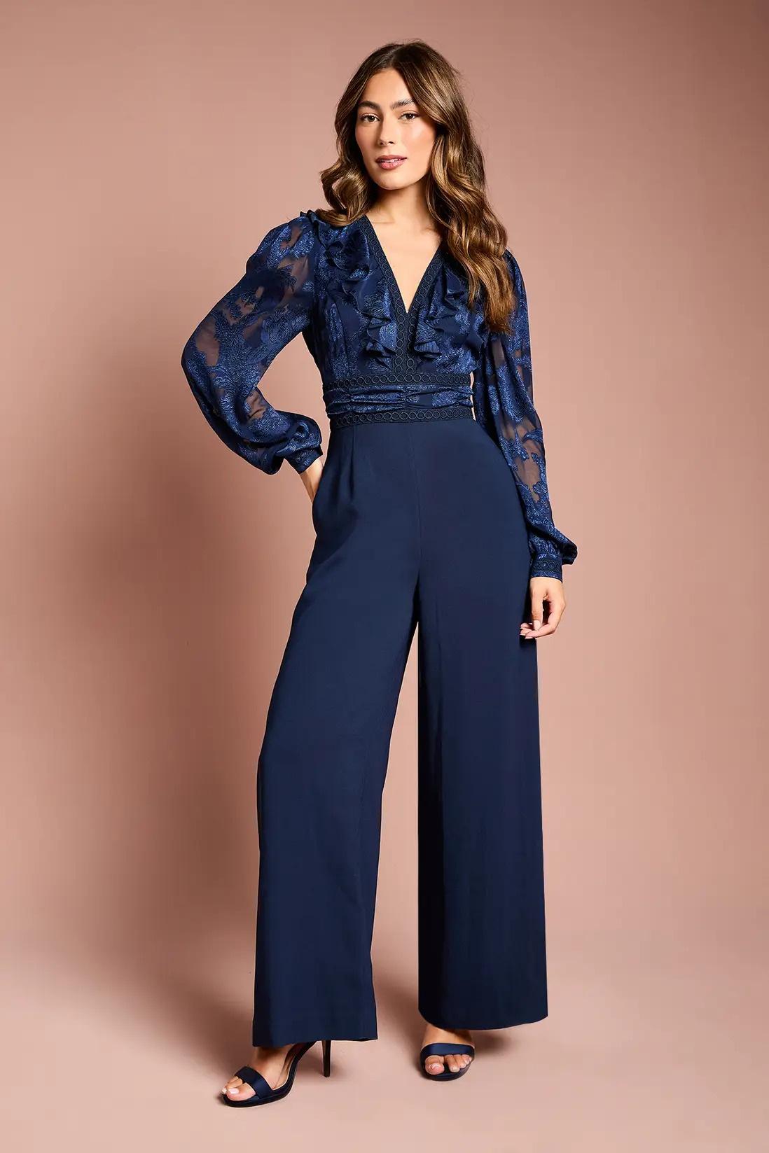 Long Sleeve V Neck 2 in 1 Jumpsuit – Coast