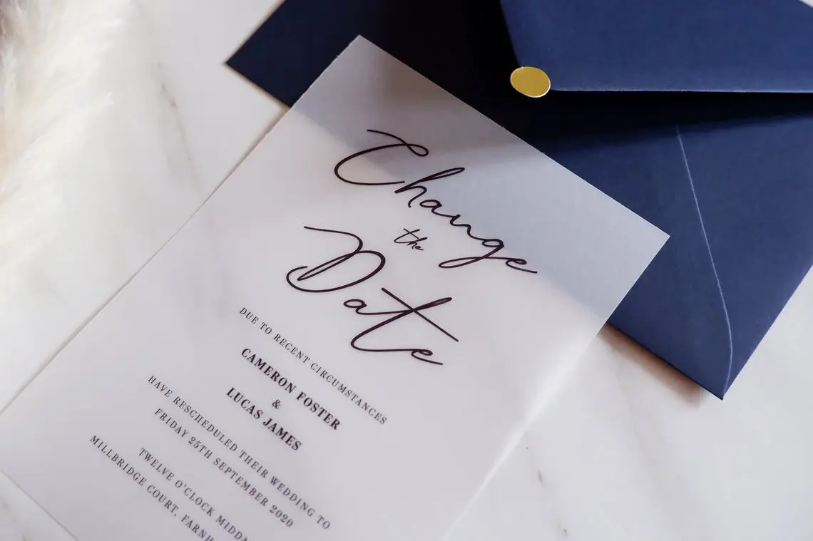 Change the Date Cards + Tips for Announcing Your Wedding Postponement