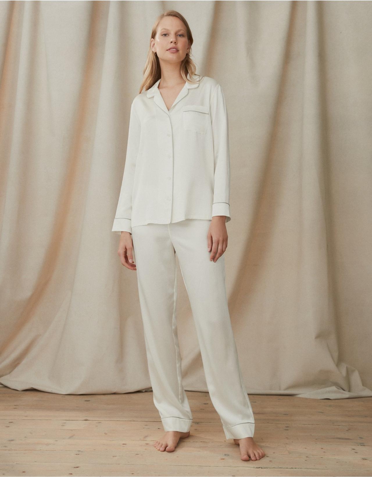 white silk pyjamas