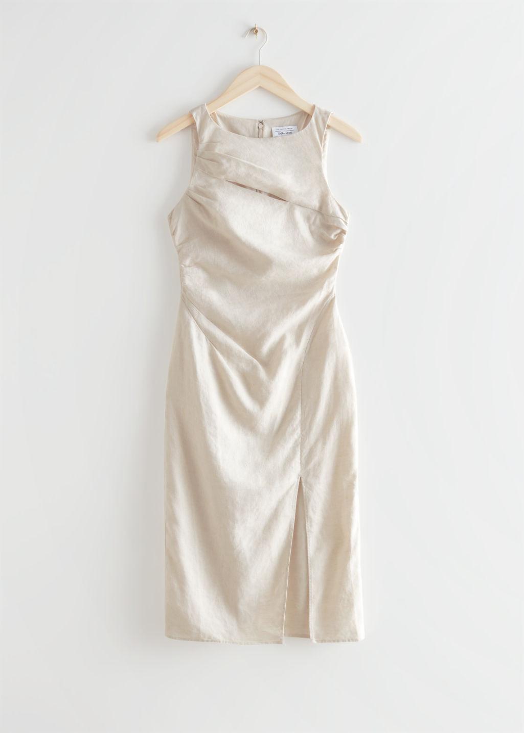 Image of a midi dress on a hanger