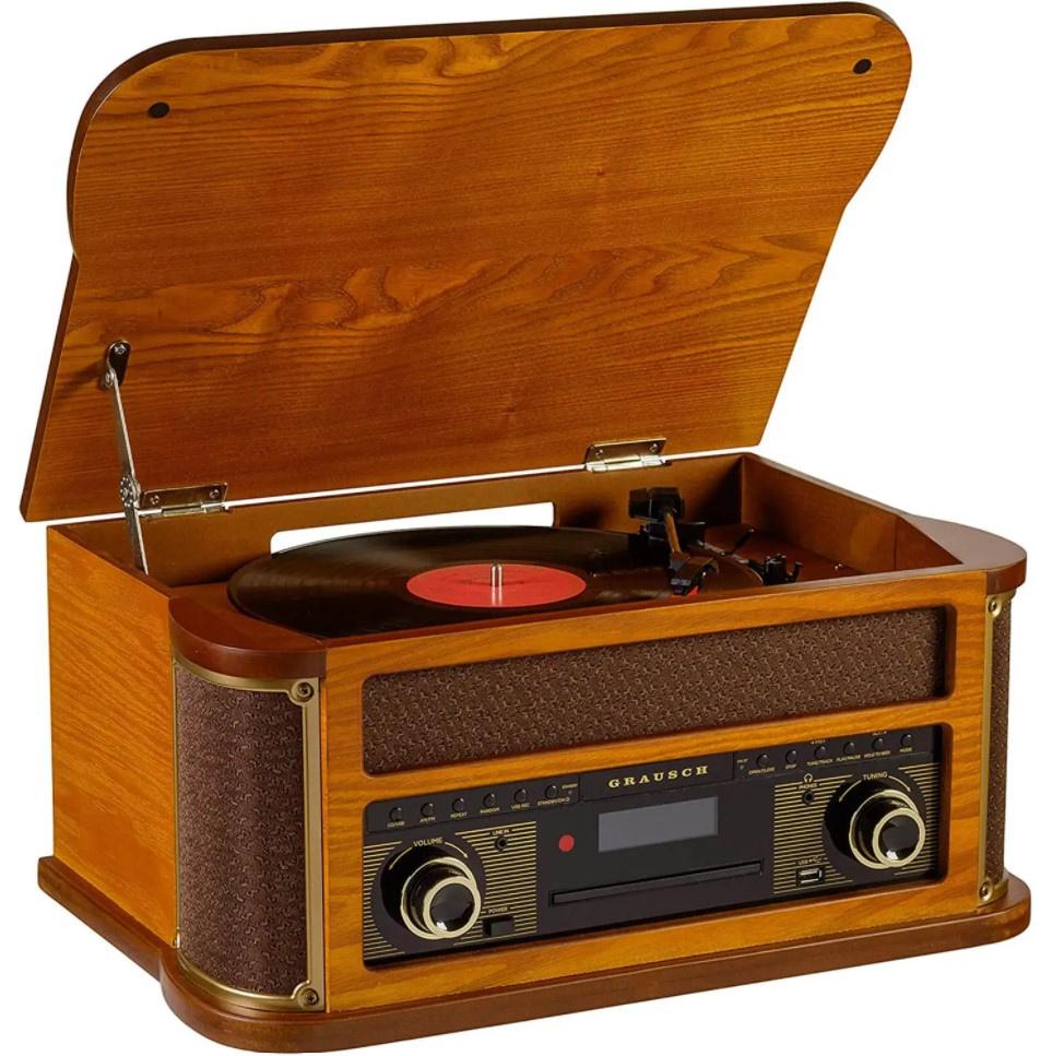 wooden record player